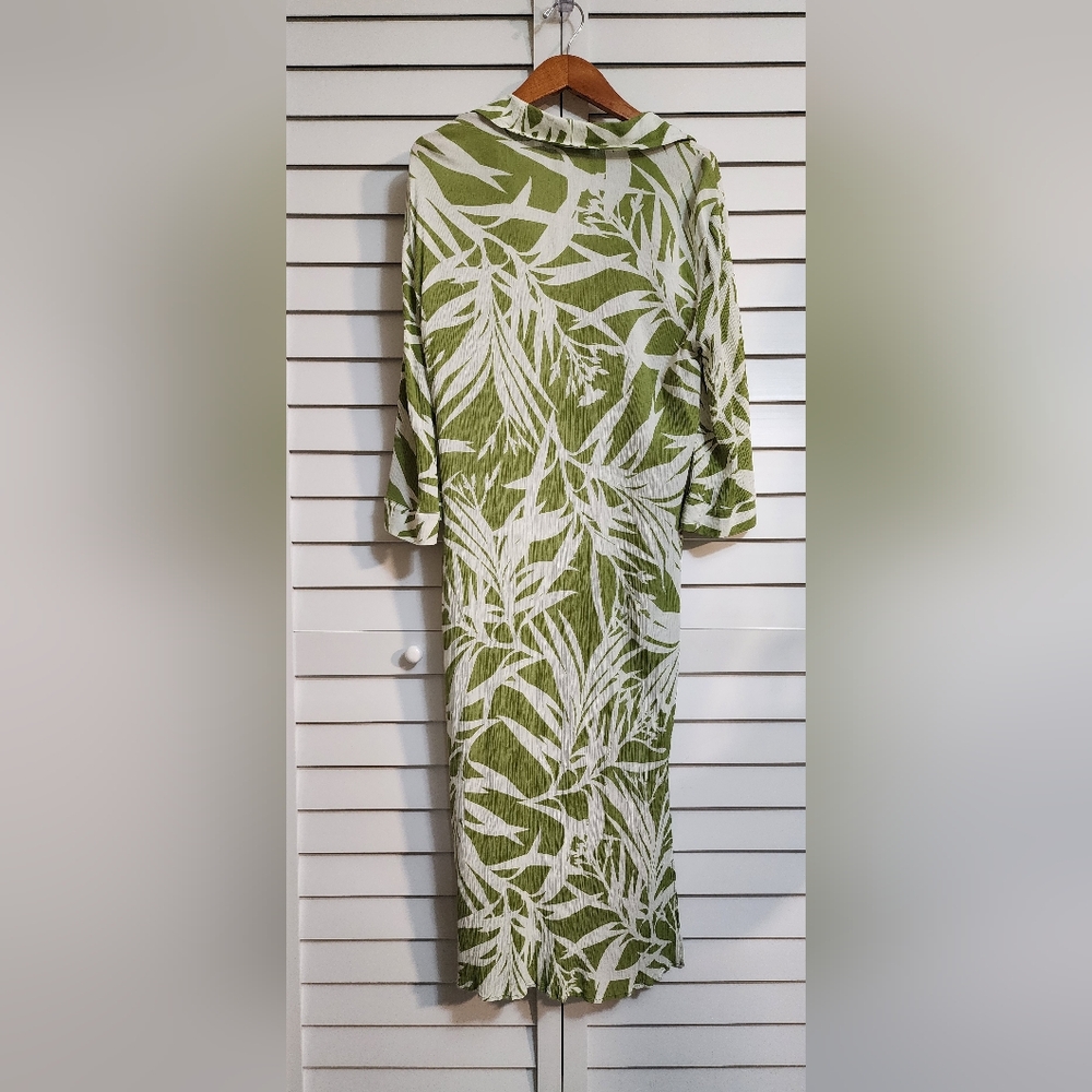 ZARA  Leafy Green and White Maxi Dress  Resort Wear Size LARGE. NWOT - Picture 3 of 3